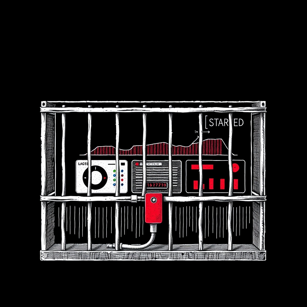 A starter dashboard behind cage bars with a one-way locked Facebook connector